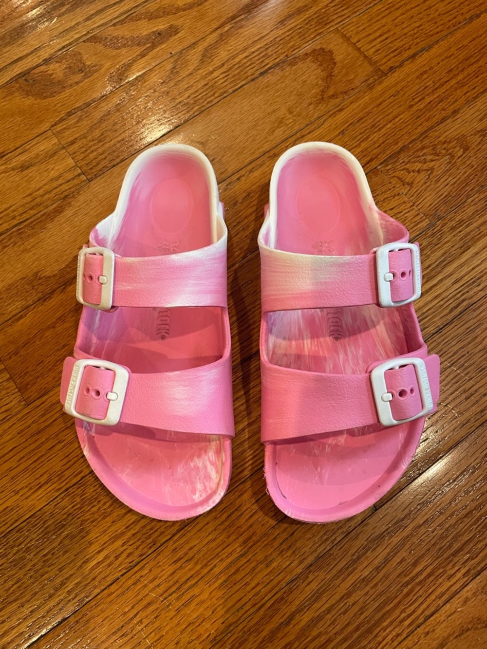 Birkenstock Pink Double-Buckle Kids Slides